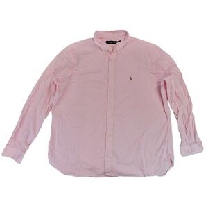 Ralph Lauren Pink White Stripe Oxford Button Down Shirt Men's Size 18 46